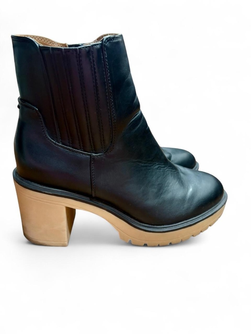 Target Women's Black Leather Chunky Heel Ankle Boots